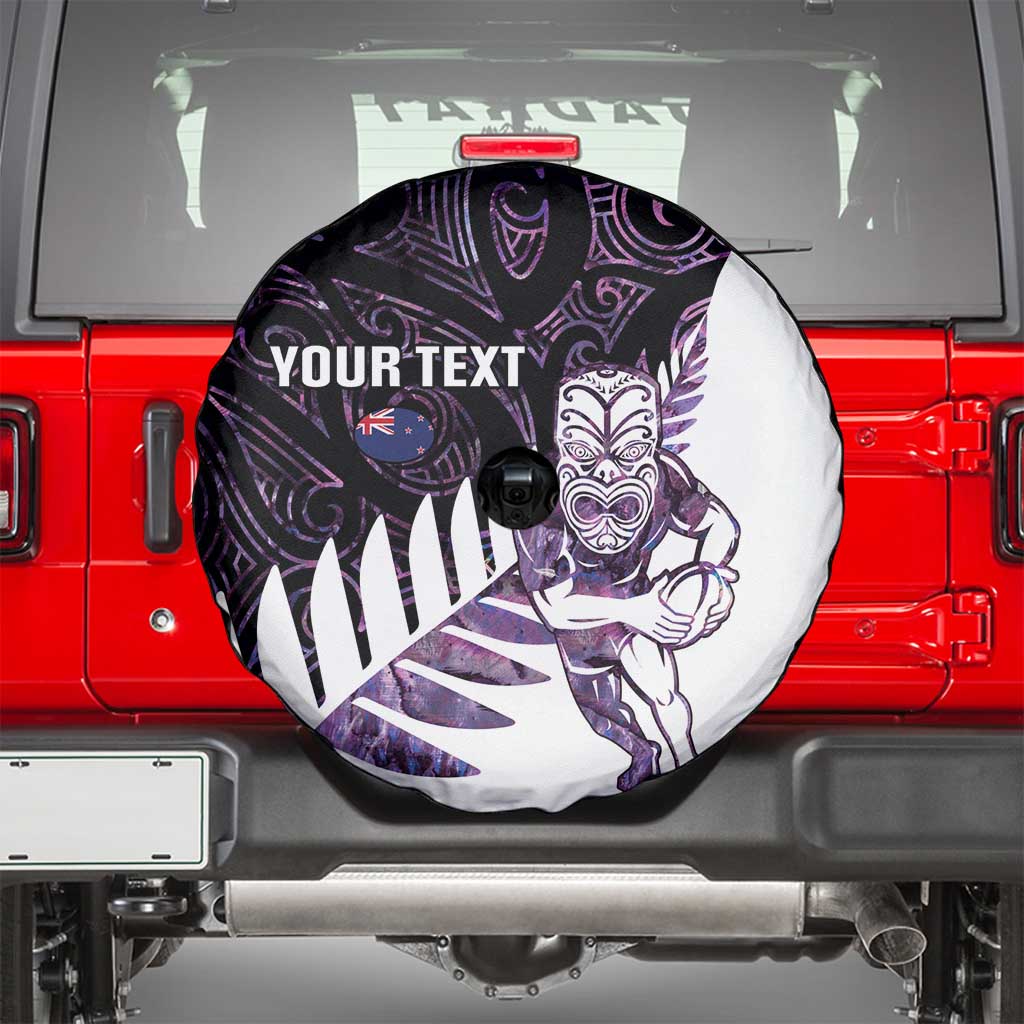 New Zealand Silver Fern Rugby Custom Spare Tire Cover Go All Black Purple Maori Paua Shell - Polynesian Pride