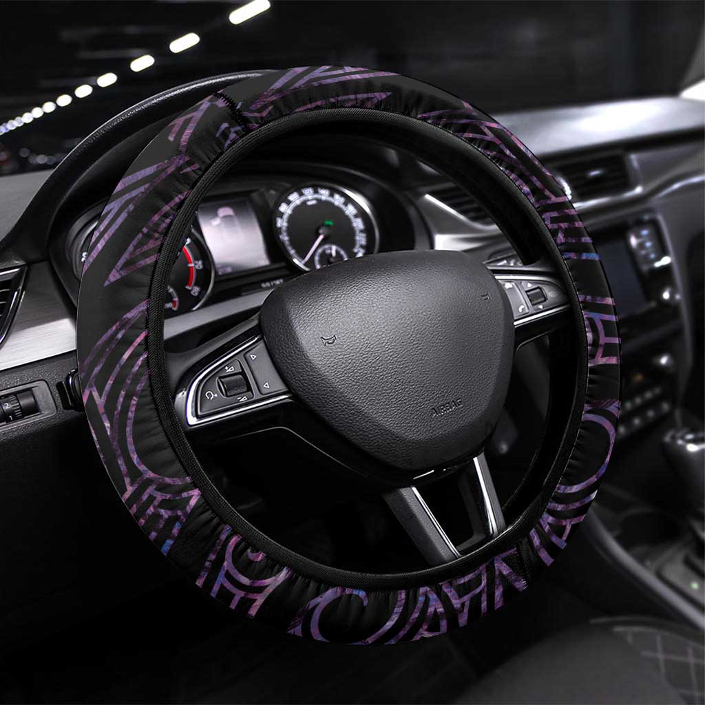 New Zealand Silver Fern Rugby Steering Wheel Cover Go All Black Purple Maori Paua Shell - Polynesian Pride