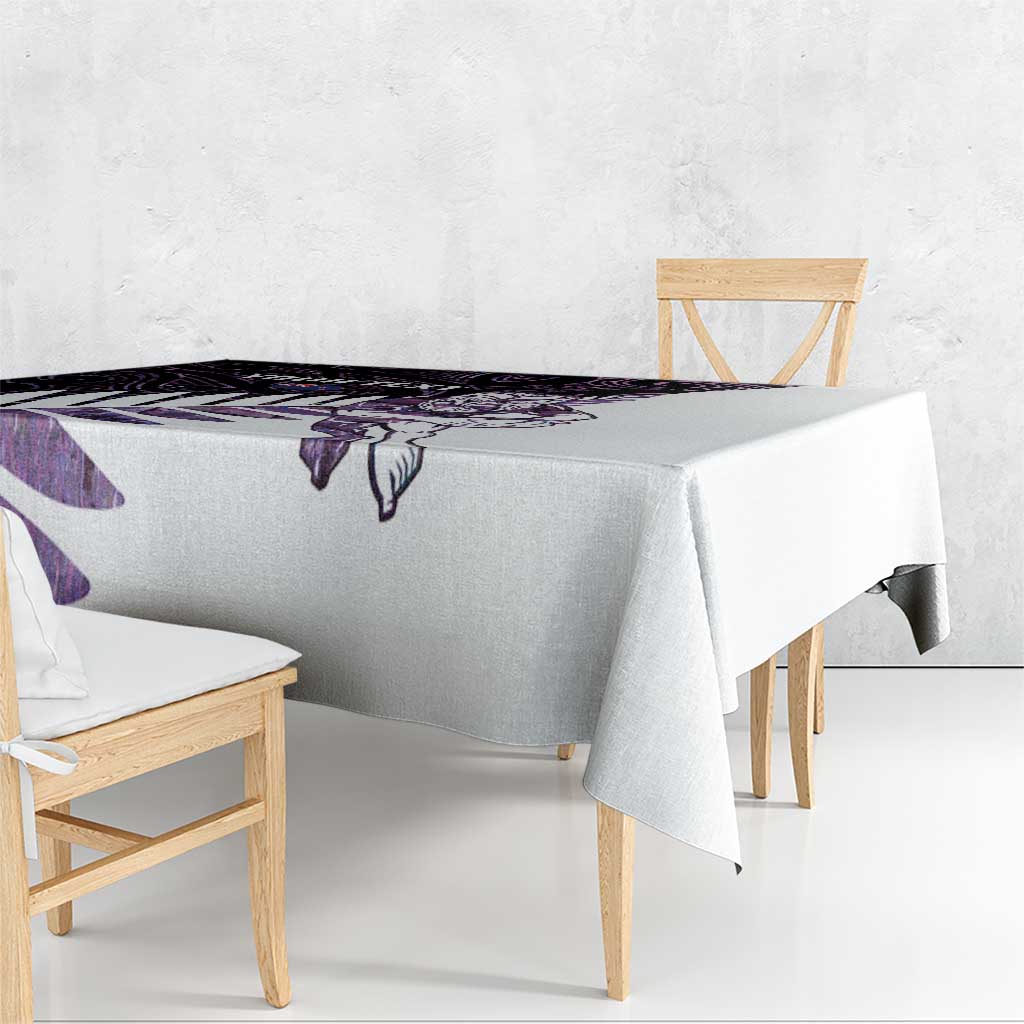 New Zealand Silver Fern Rugby Custom Tablecloth Go All Black Purple Maori Paua Shell - Polynesian Pride