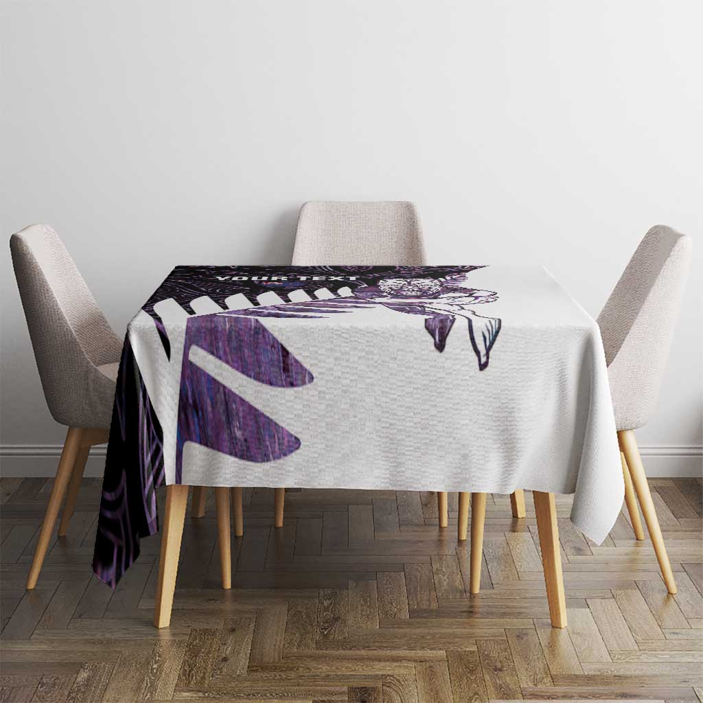 New Zealand Silver Fern Rugby Custom Tablecloth Go All Black Purple Maori Paua Shell - Polynesian Pride