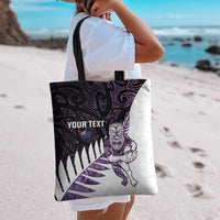 New Zealand Silver Fern Rugby Custom Tote Bag Go All Black Purple Maori Paua Shell - Polynesian Pride