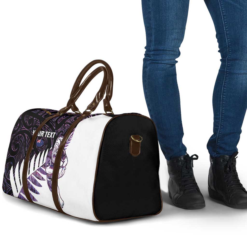 New Zealand Silver Fern Rugby Custom Travel Bag Go All Black Purple Maori Paua Shell - Polynesian Pride