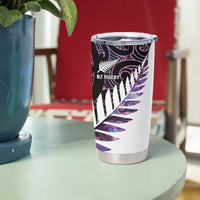 New Zealand Silver Fern Rugby Custom Tumbler Cup Go All Black Purple Maori Paua Shell - Polynesian Pride
