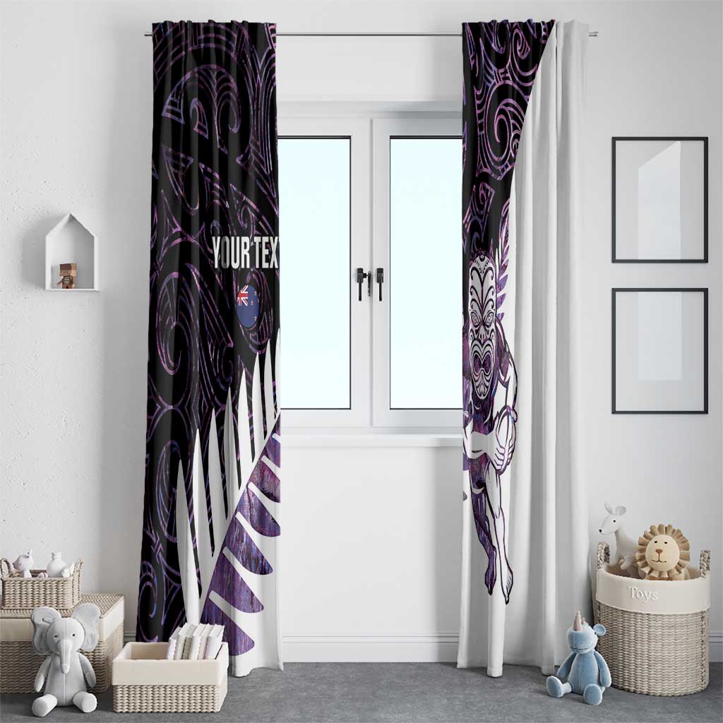 New Zealand Silver Fern Rugby Custom Window Curtain Go All Black Purple Maori Paua Shell LT14 - Polynesian Pride
