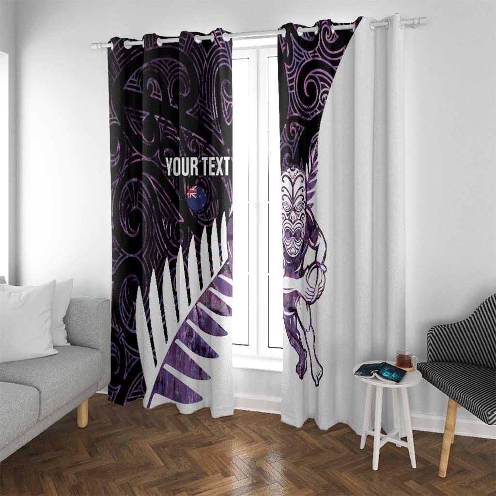 New Zealand Silver Fern Rugby Custom Window Curtain Go All Black Purple Maori Paua Shell LT14 With Grommets Purple - Polynesian Pride