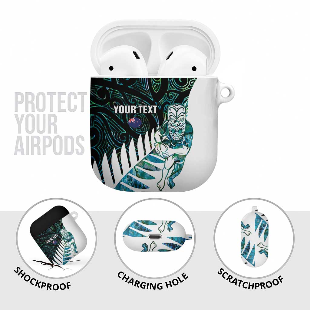 New Zealand Silver Fern Rugby Custom AirPods Case Go All Black Turquoise Maori Paua Shell - Polynesian Pride