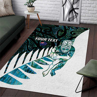 New Zealand Silver Fern Rugby Custom Area Rug Go All Black Turquoise Maori Paua Shell LT14 Turquoise - Polynesian Pride