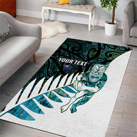 New Zealand Silver Fern Rugby Custom Area Rug Go All Black Turquoise Maori Paua Shell LT14 - Polynesian Pride