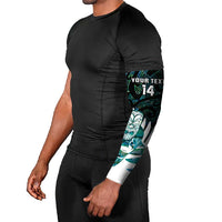 New Zealand Silver Fern Rugby Custom Arm Sleeves Go All Black Turquoise Maori Paua Shell LT14 - Polynesian Pride