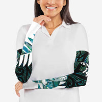 New Zealand Silver Fern Rugby Custom Arm Sleeves Go All Black Turquoise Maori Paua Shell LT14 - Polynesian Pride