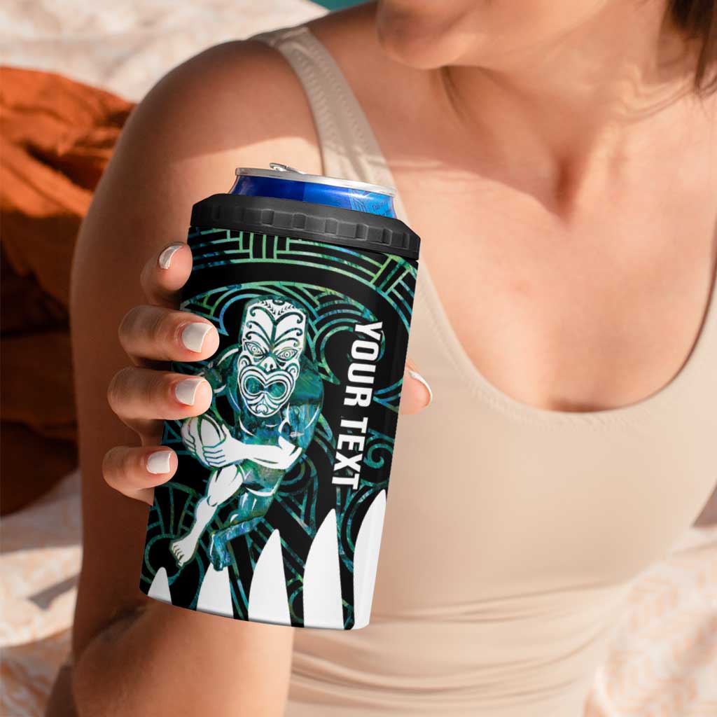 New Zealand Silver Fern Rugby Custom 4 in 1 Can Cooler Tumbler Go All Black Turquoise Maori Paua Shell - Polynesian Pride