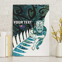 New Zealand Silver Fern Rugby Custom Canvas Wall Art Go All Black Turquoise Maori Paua Shell - Polynesian Pride