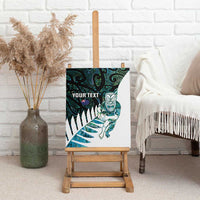 New Zealand Silver Fern Rugby Custom Canvas Wall Art Go All Black Turquoise Maori Paua Shell - Polynesian Pride