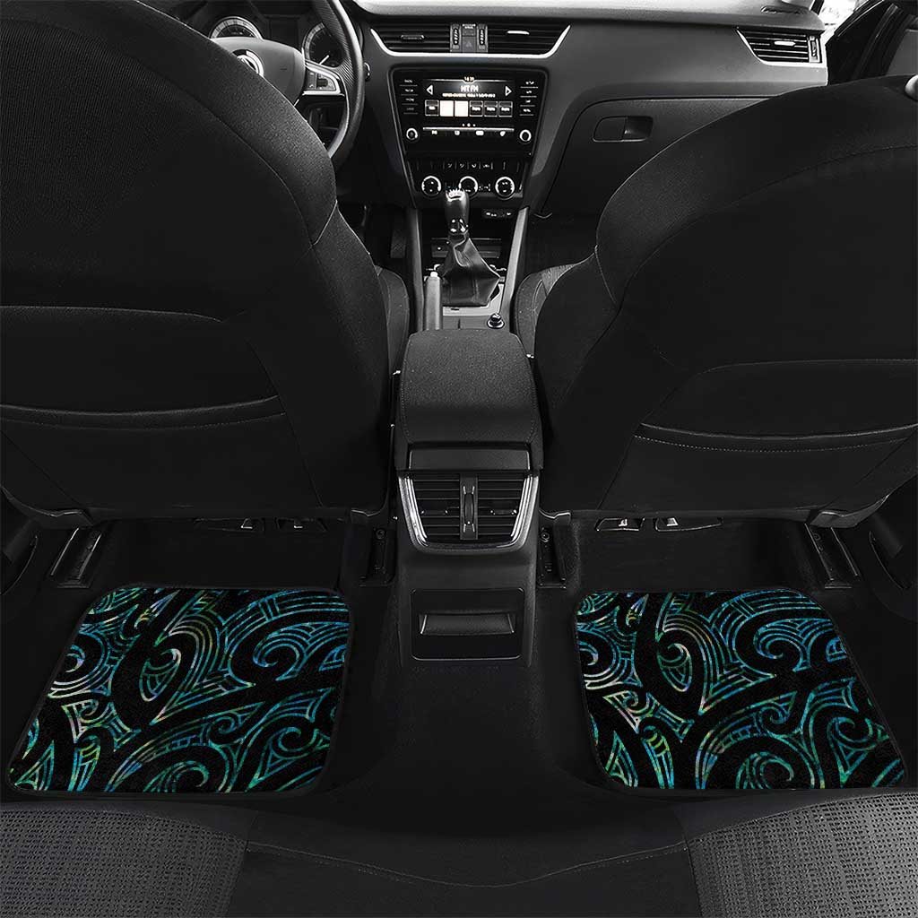 New Zealand Silver Fern Rugby Custom Car Mats Go All Black Turquoise Maori Paua Shell LT14 Set 2pcs - Back Turquoise - Polynesian Pride