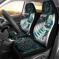 New Zealand Silver Fern Rugby Custom Car Seat Cover Go All Black Turquoise Maori Paua Shell - Polynesian Pride
