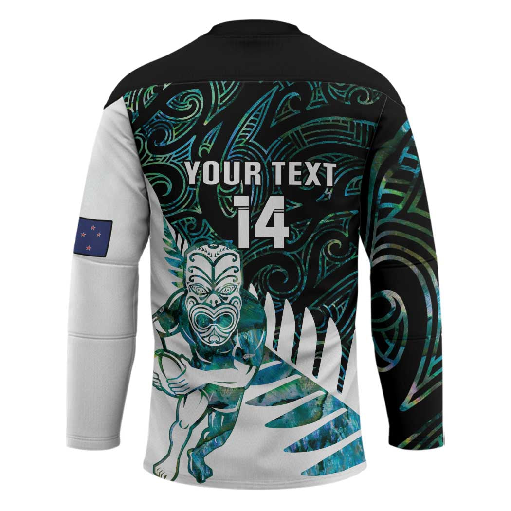 New Zealand Silver Fern Rugby Custom Hockey Jersey Go All Black Turquoise Maori Paua Shell LT14 - Polynesian Pride