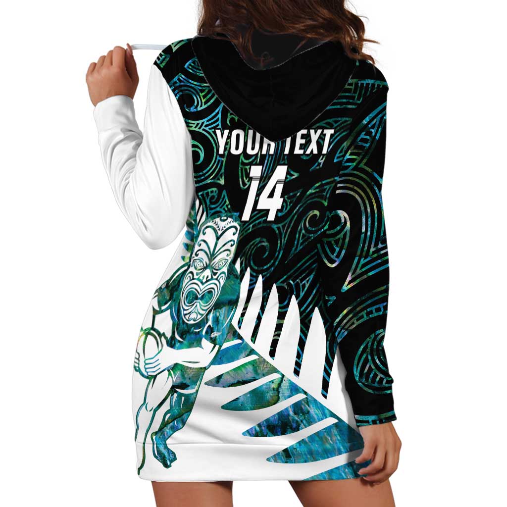 New Zealand Silver Fern Rugby Custom Hoodie Dress Go All Black Turquoise Maori Paua Shell - Polynesian Pride