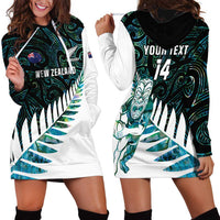 New Zealand Silver Fern Rugby Custom Hoodie Dress Go All Black Turquoise Maori Paua Shell - Polynesian Pride