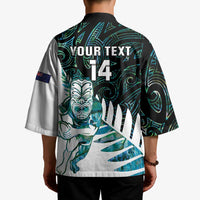 New Zealand Silver Fern Rugby Custom Kimono Go All Black Turquoise Maori Paua Shell - Polynesian Pride