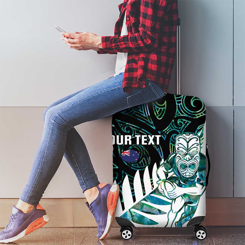 New Zealand Silver Fern Rugby Custom Luggage Cover Go All Black Turquoise Maori Paua Shell - Polynesian Pride