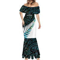 New Zealand Silver Fern Rugby Custom Mermaid Dress Go All Black Turquoise Maori Paua Shell - Polynesian Pride