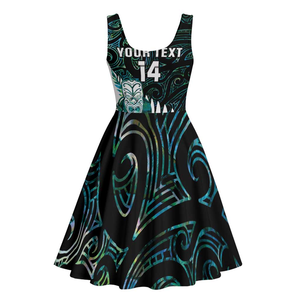 New Zealand Silver Fern Rugby Custom Midi Dress Go All Black Turquoise Maori Paua Shell - Polynesian Pride
