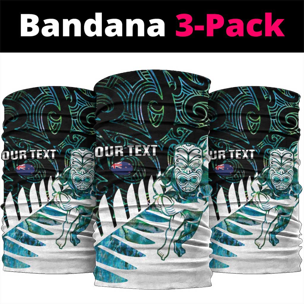 New Zealand Silver Fern Rugby Custom Neck Gaiter Go All Black Turquoise Maori Paua Shell - Polynesian Pride
