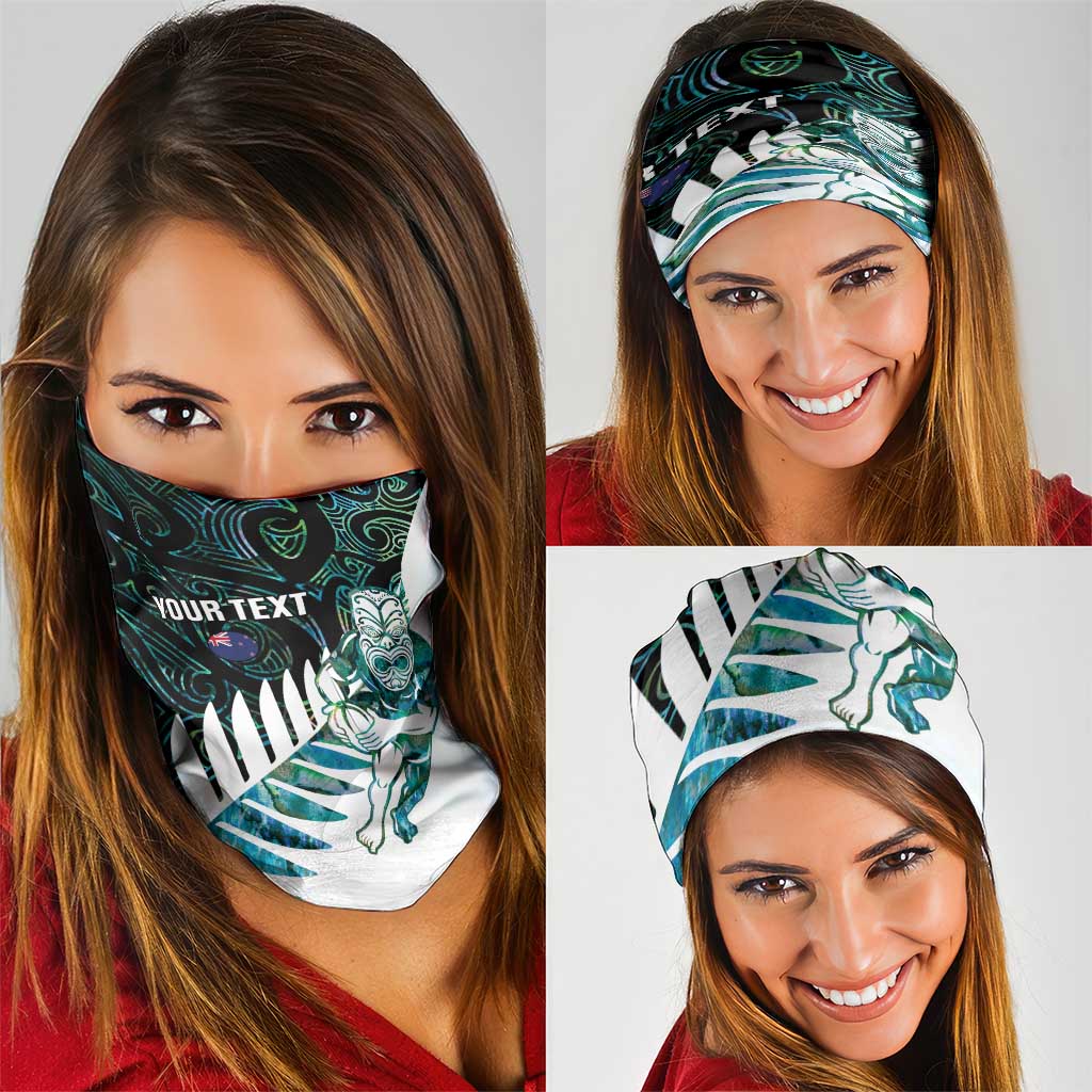 New Zealand Silver Fern Rugby Custom Neck Gaiter Go All Black Turquoise Maori Paua Shell LT14 - Polynesian Pride