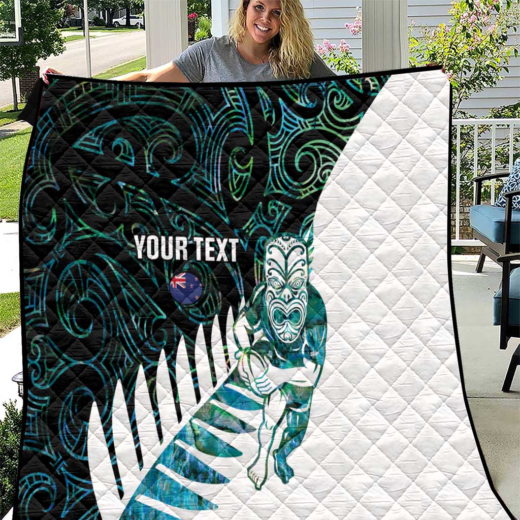 New Zealand Silver Fern Rugby Custom Quilt Go All Black Turquoise Maori Paua Shell LT14 Turquoise - Polynesian Pride