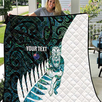 New Zealand Silver Fern Rugby Custom Quilt Go All Black Turquoise Maori Paua Shell LT14 Turquoise - Polynesian Pride