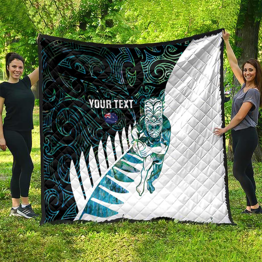 New Zealand Silver Fern Rugby Custom Quilt Go All Black Turquoise Maori Paua Shell LT14 - Polynesian Pride