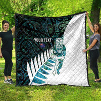 New Zealand Silver Fern Rugby Custom Quilt Go All Black Turquoise Maori Paua Shell LT14 - Polynesian Pride