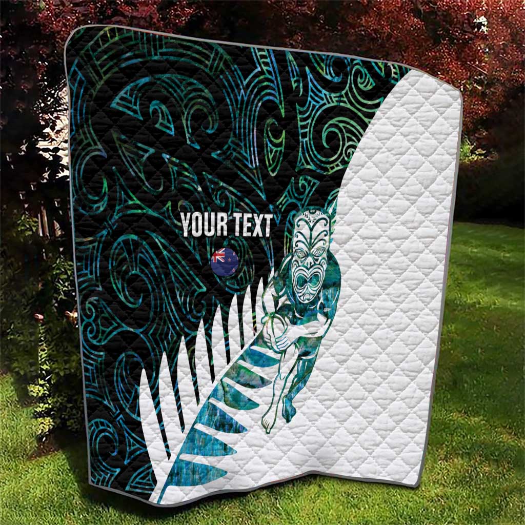 New Zealand Silver Fern Rugby Custom Quilt Go All Black Turquoise Maori Paua Shell LT14 - Polynesian Pride
