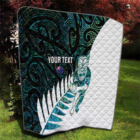 New Zealand Silver Fern Rugby Custom Quilt Go All Black Turquoise Maori Paua Shell LT14 - Polynesian Pride