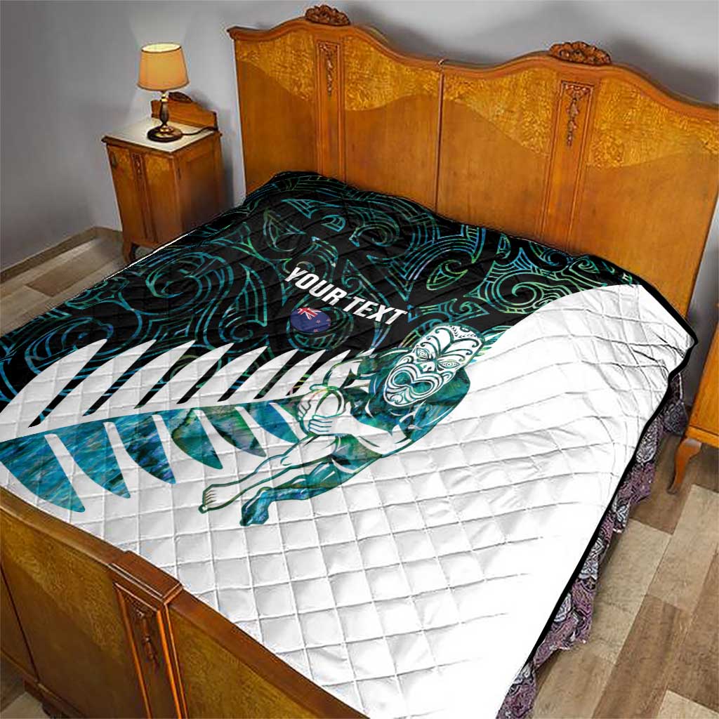 New Zealand Silver Fern Rugby Custom Quilt Go All Black Turquoise Maori Paua Shell LT14 - Polynesian Pride