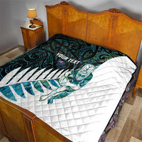 New Zealand Silver Fern Rugby Custom Quilt Go All Black Turquoise Maori Paua Shell LT14 - Polynesian Pride