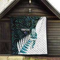 New Zealand Silver Fern Rugby Custom Quilt Go All Black Turquoise Maori Paua Shell LT14 - Polynesian Pride