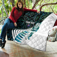 New Zealand Silver Fern Rugby Custom Quilt Go All Black Turquoise Maori Paua Shell LT14 - Polynesian Pride