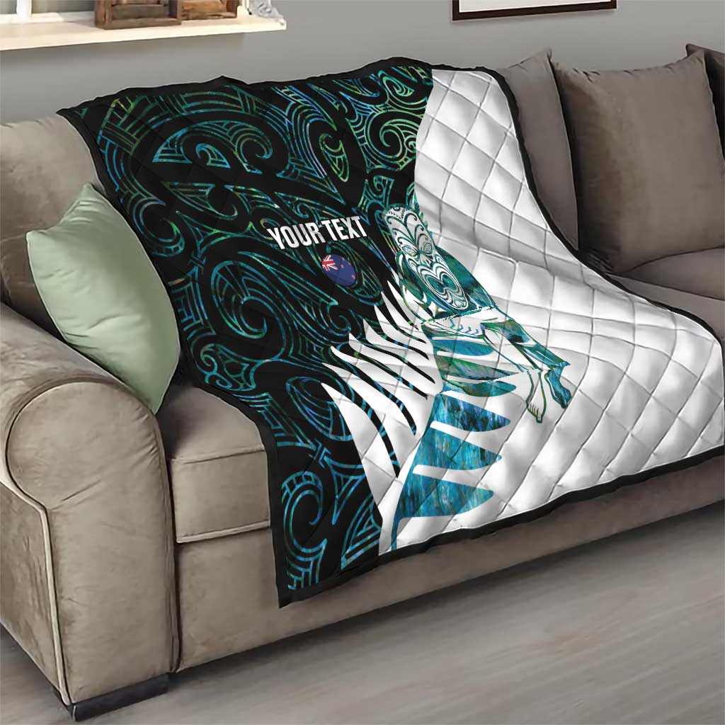 New Zealand Silver Fern Rugby Custom Quilt Go All Black Turquoise Maori Paua Shell LT14 - Polynesian Pride