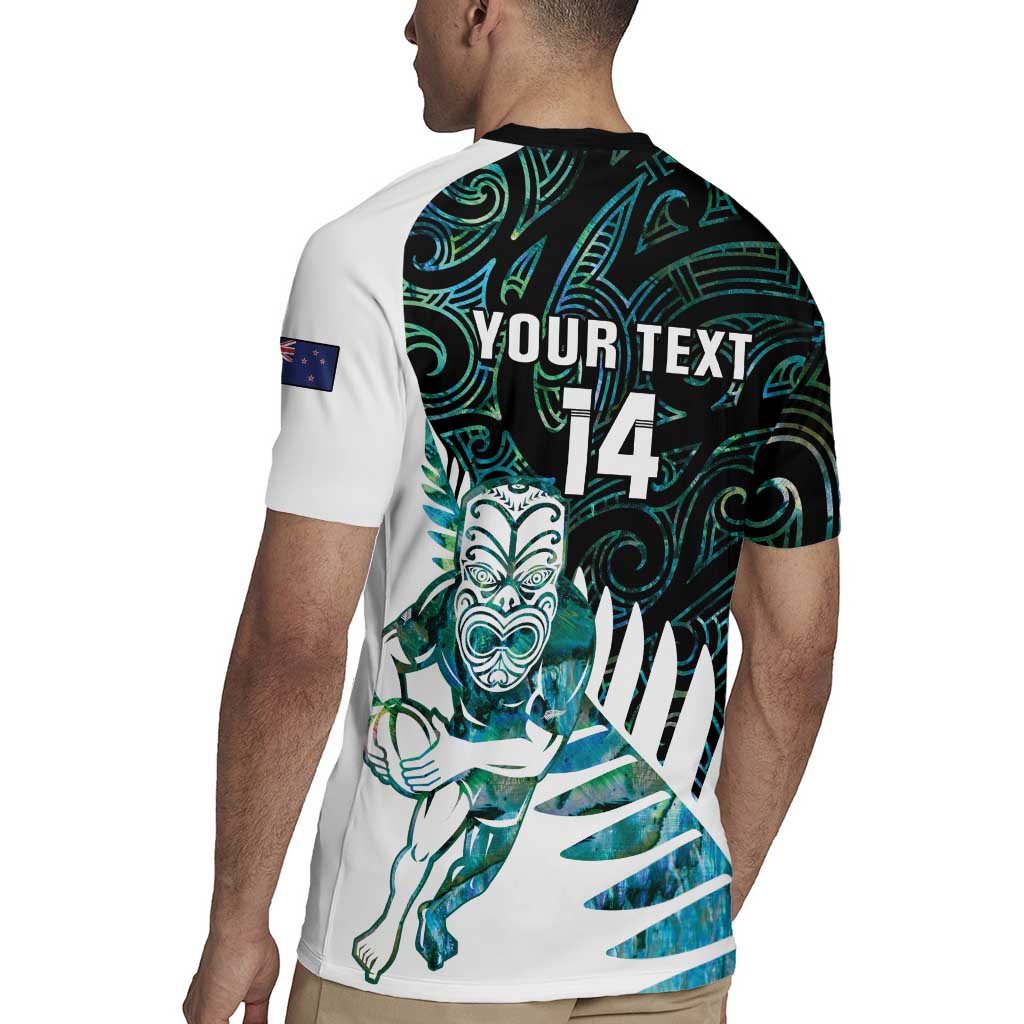 New Zealand Silver Fern Rugby Custom Rugby Jersey Go All Black Turquoise Maori Paua Shell - Polynesian Pride