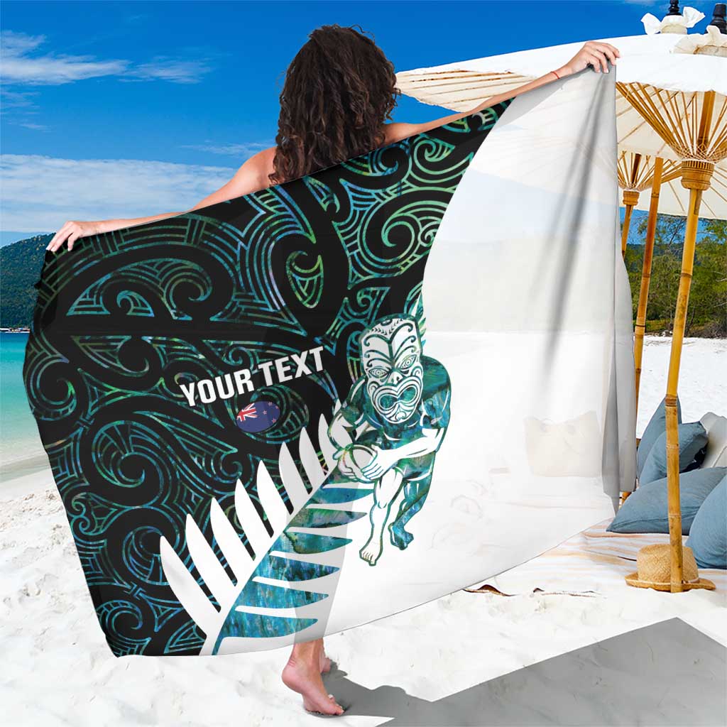 New Zealand Silver Fern Rugby Custom Sarong Go All Black Turquoise Maori Paua Shell - Polynesian Pride