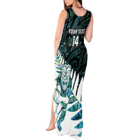 New Zealand Silver Fern Rugby Custom Tank Maxi Dress Go All Black Turquoise Maori Paua Shell - Polynesian Pride