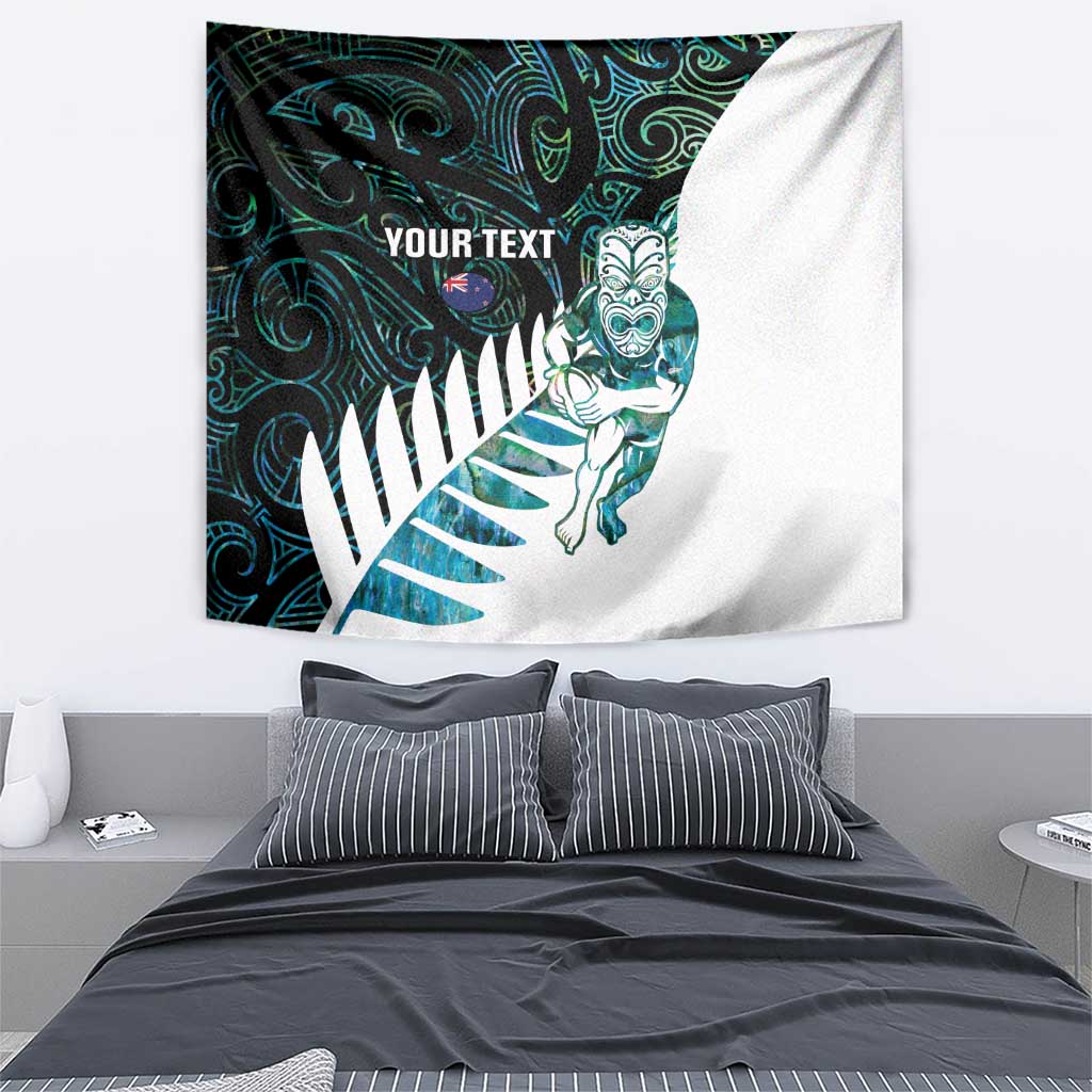 New Zealand Silver Fern Rugby Custom Tapestry Go All Black Turquoise Maori Paua Shell LT14 - Polynesian Pride