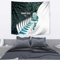 New Zealand Silver Fern Rugby Custom Tapestry Go All Black Turquoise Maori Paua Shell LT14 - Polynesian Pride