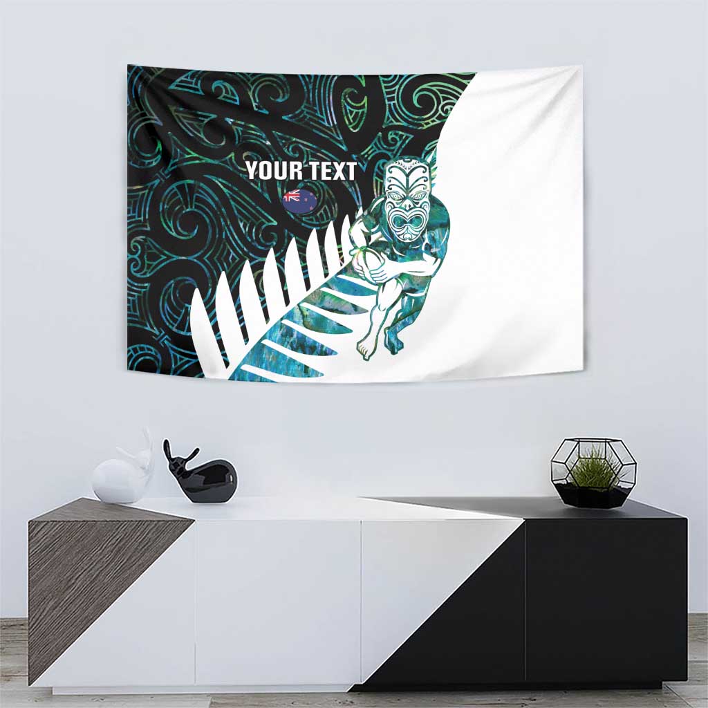 New Zealand Silver Fern Rugby Custom Tapestry Go All Black Turquoise Maori Paua Shell LT14 - Polynesian Pride