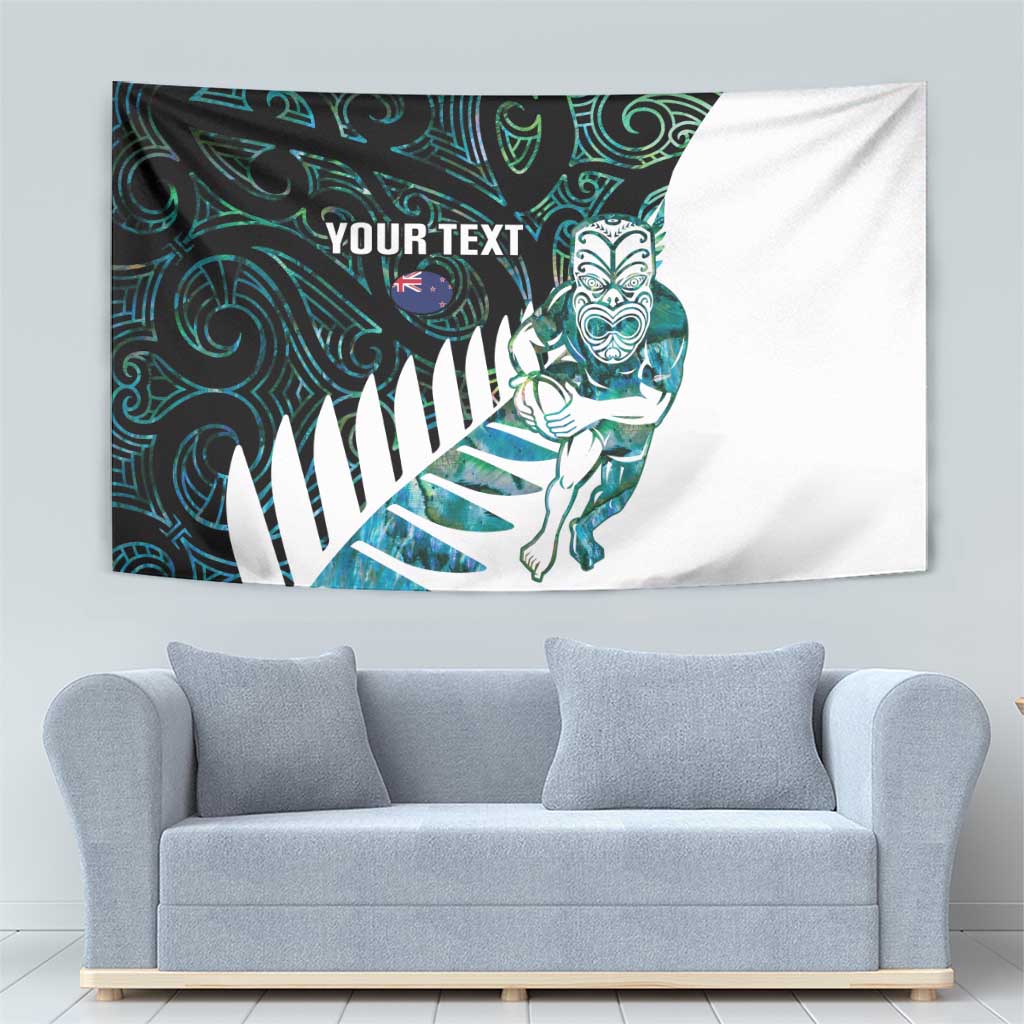 New Zealand Silver Fern Rugby Custom Tapestry Go All Black Turquoise Maori Paua Shell LT14 - Polynesian Pride