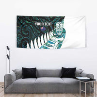 New Zealand Silver Fern Rugby Custom Tapestry Go All Black Turquoise Maori Paua Shell LT14 - Polynesian Pride