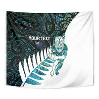 New Zealand Silver Fern Rugby Custom Tapestry Go All Black Turquoise Maori Paua Shell LT14 - Polynesian Pride