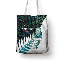 New Zealand Silver Fern Rugby Custom Tote Bag Go All Black Turquoise Maori Paua Shell - Polynesian Pride