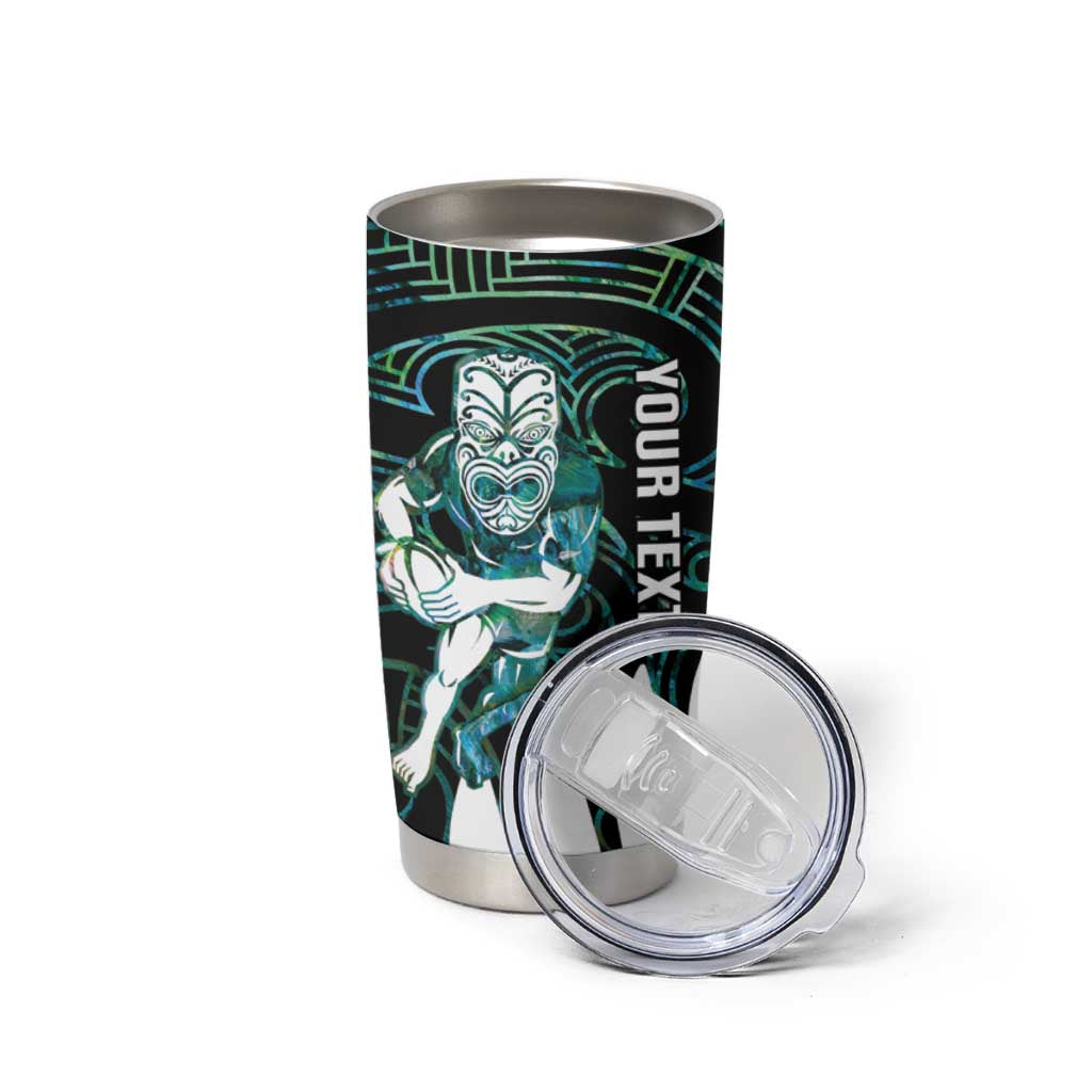New Zealand Silver Fern Rugby Custom Tumbler Cup Go All Black Turquoise Maori Paua Shell - Polynesian Pride